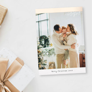 Vœux En Aluminium Carte de Noël minimaliste avec photo Famille 