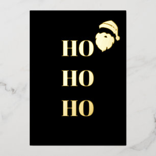 Vœux En Aluminium Carte de Noël Père Noël Black & Gold Foil "HO HO H