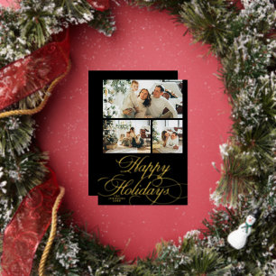 Vœux En Aluminium Carte de Noël photo avec calligraphie élégante