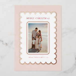 Vœux En Aluminium Carte de Noël Pink et Rose Gold Foil