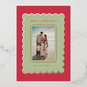 Vœux En Aluminium Carte de Noël Rouge et Rose Gold Foil