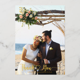 Vœux En Aluminium Carte de remerciements Mariage Luxe Gold Foil avec