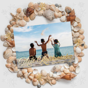 Vœux En Aluminium Carte d'or photo de Noël de Mele Kalikimaka Hawaii
