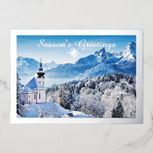 Vœux En Aluminium Carte personnalisée de scène hivernale