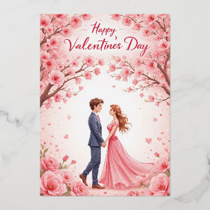Vœux En Aluminium Carte romantique de la Saint-Valentin avec fleurs