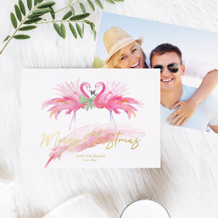 Vœux En Aluminium Flamant rose rose de la carte de Noël de Floride
