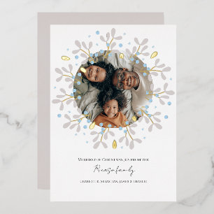 Vœux En Aluminium Joyeux Noël Carte photo de couronne bleu