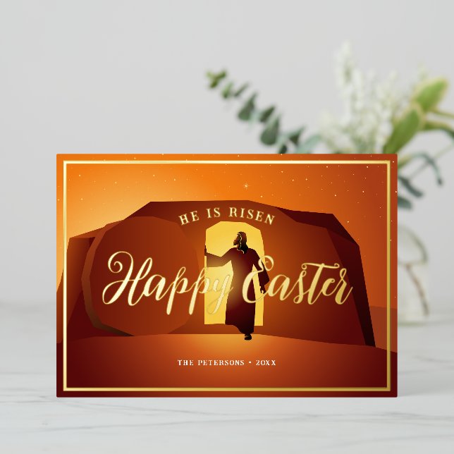 Vœux En Aluminium Joyeux Pâques | Il Est Risqué Carte De Voeux (Debout devant)
