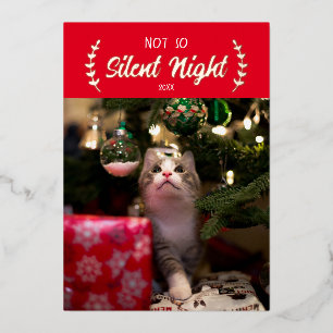 Vœux En Aluminium Pas si Silencieux Night Pet Photo Foil Carte de va