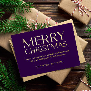 Vœux En Aluminium Purple Luxe carte de Noël Elégant photo de la poli