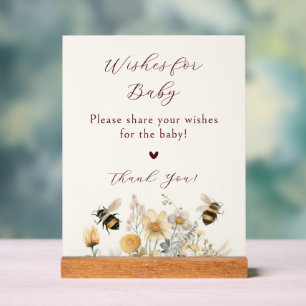 Voeux Pour Bébé Baby shower Bee Fleur sauvage Flor