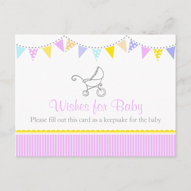 Voeux pour bébé - baby shower fille carte postale (Devant)