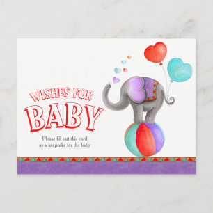 Voeux pour bébé cirque éléphant douche carte posta
