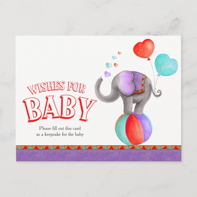 Voeux pour bébé cirque éléphant douche carte posta (Devant)