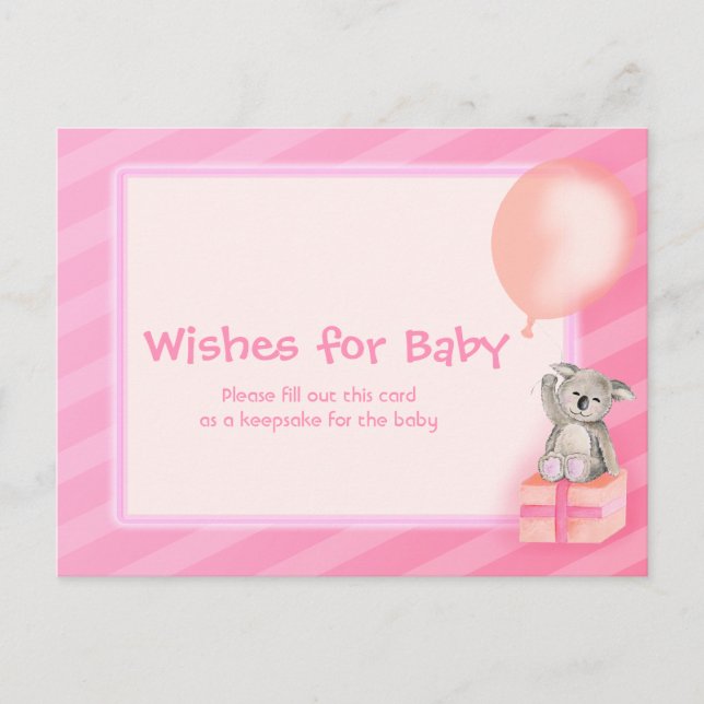 Voeux pour bébé fille - baby shower koala carte po (Devant)