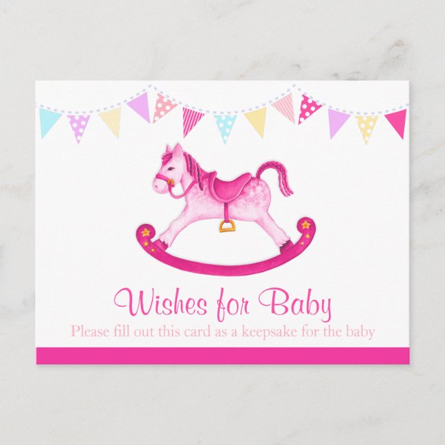 Voeux pour bébé - fille baby shower rose carte pos (Devant)