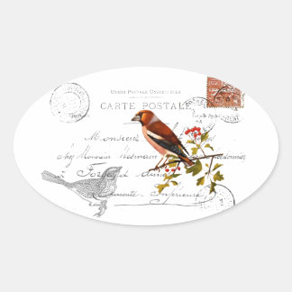 Vogel motif oval sticker