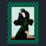 Vogue Cover Vintage Art Deco Poster<br><div class="desc">The image in the poster/print was originally a vogue cover. I have altered this and added an art deco background in green to compliment the image. I lovely poster for your use.</div>
