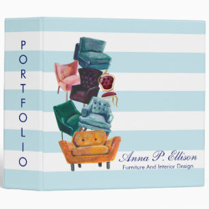 Vogue & Trendy Stacked Chairs Illustration Binder