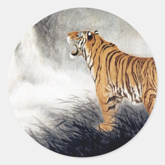 Voice of the Tiger Classic Round Sticker (Front)