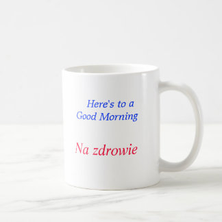 Voici à bonjour, tasse de poli de zdrowie de Na