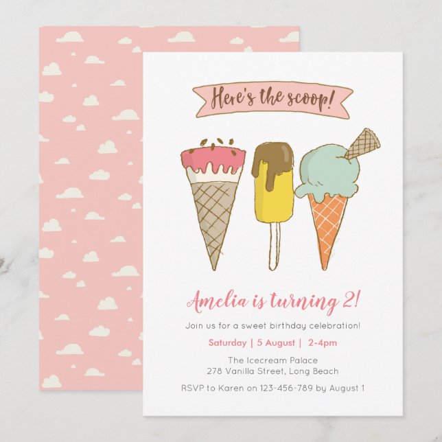 Voici le scoop Invitation d'anniversaire de glace (Devant / Derrière)