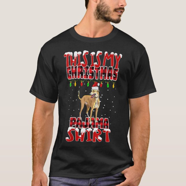 Voici Mon T-shirt Greyhound Pajama de Noël (Devant)