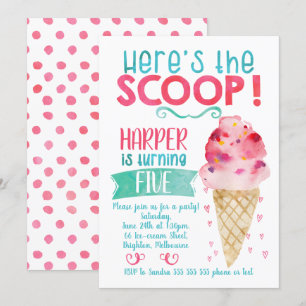 Voici The Scoop Ice Cream Birthday Invitation