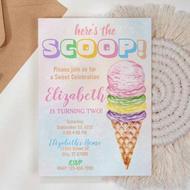 Voici The Scoop Ice Cream Birthday Invitation (Créateur téléchargé)