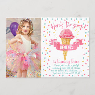 Voici The Scoop Photo Birthday Invitation