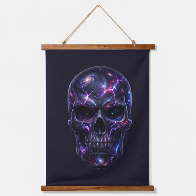 Void‑Carved Cosmic Skull Hanging Tapestry (Front)