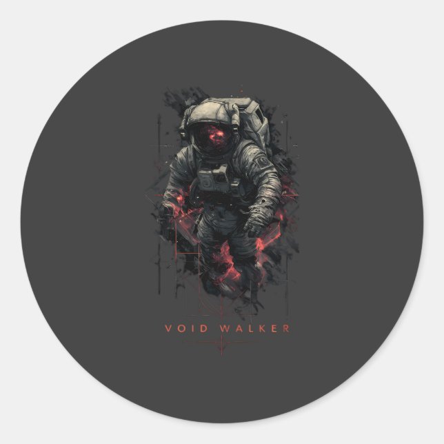 Void Walker Astronaut Heavy Metal Classic Round Sticker (Front)