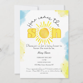 Voilà le fils ! Invitation baby shower