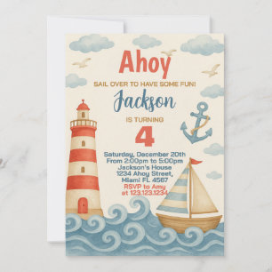 Voile Away Nautique Anniversaire Invitation