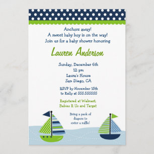 Voile en bateau à voile Invitations de douches pou