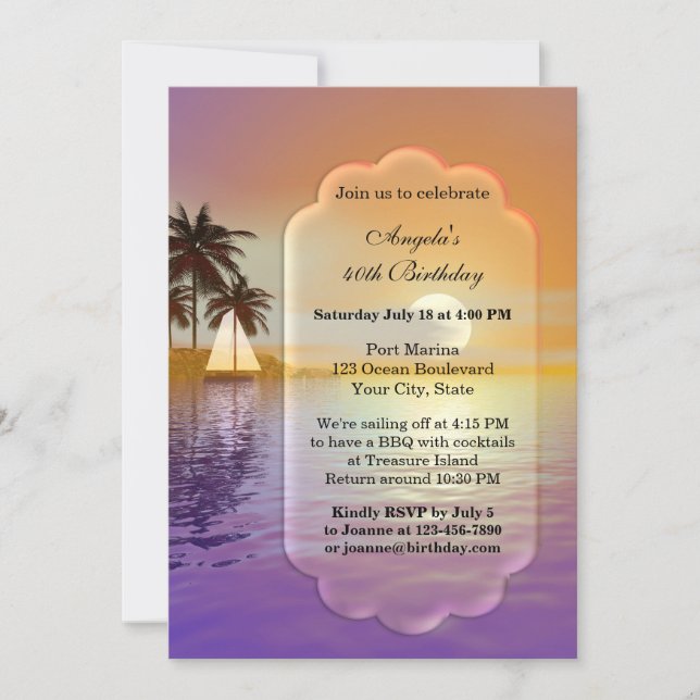 Voile ou Nautique Anniversaire Fête Invitation (Devant)