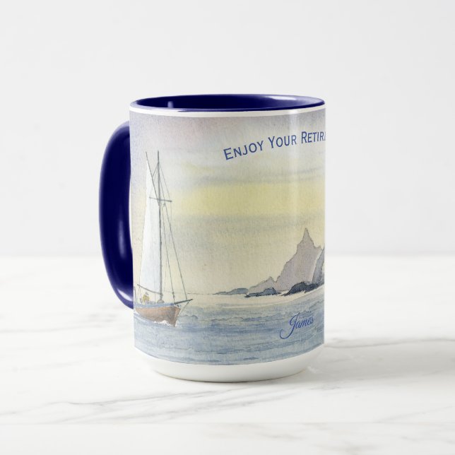 Voile Sea Ocean Bateau Côte de retraite Café Mug (Devant gauche)