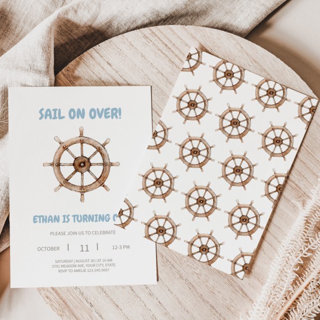 Voile sur Nautical Anniversaire Invitation (Créateur téléchargé)