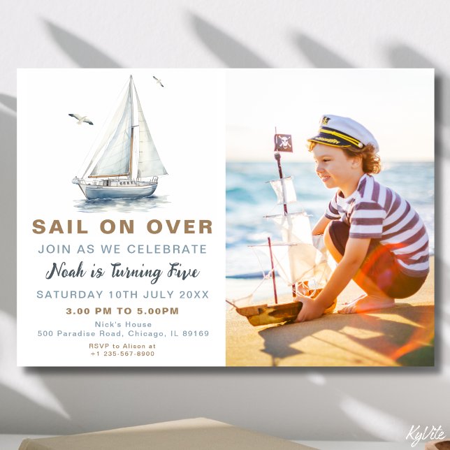 Voile sur Nautical Photo Anniversaire Invitation (Créateur téléchargé)