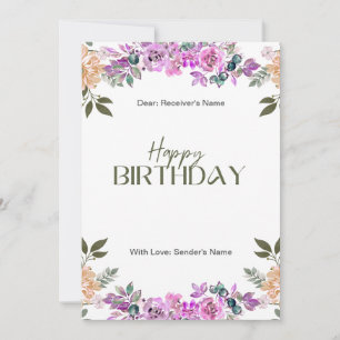 Voilet Wildflowers Delicate Floral Birthday Card