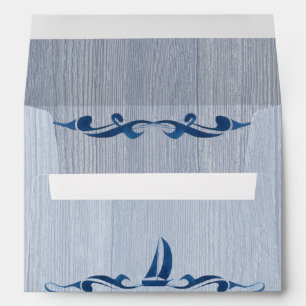 Voilier et bois flotté Enveloppe bleue marine