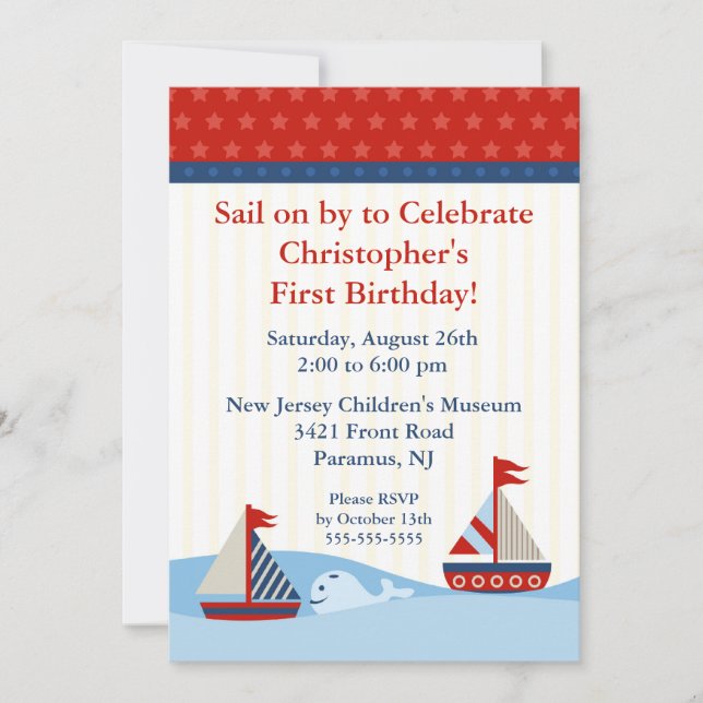 Voilier par & Celebrate Birthday Invitation (Devant)