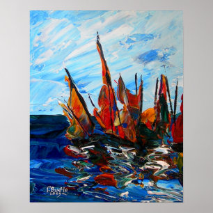 Voiliers au port a bainet 2009 poster