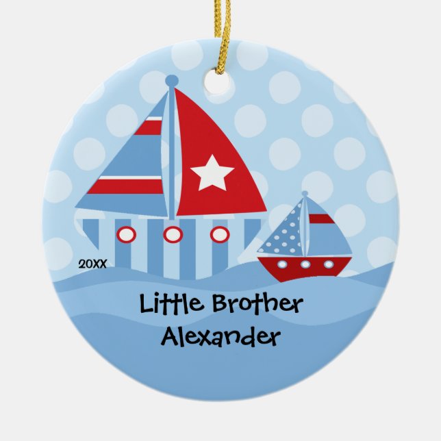 Voiliers grands et ornement de Noël de petit frère (Devant)