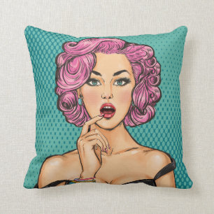 Voir Back Pop Art Lady en Black Dress Coussin