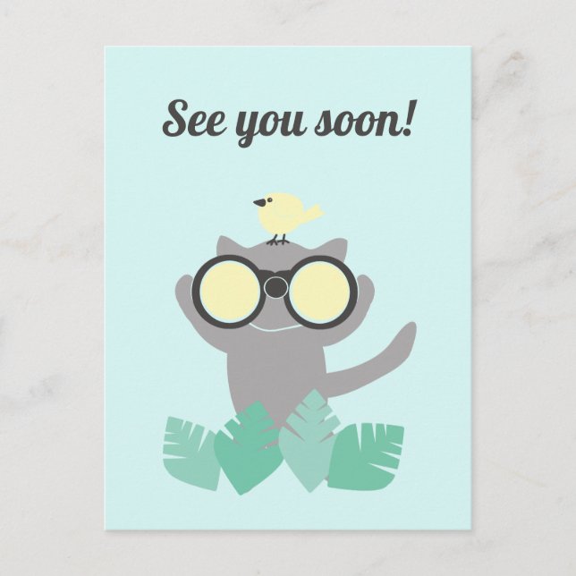 Voir bientôt carte postale de rappel avec chat et  (Devant)