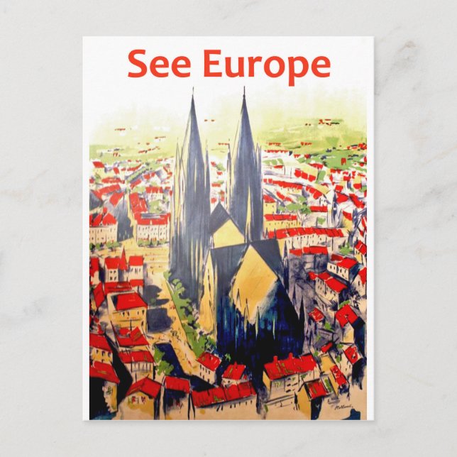 Voir Europe, carte postale voyage vintage (Devant)