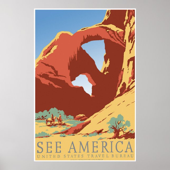 "Voir l'Amérique" Vintage WPA Travel Poster (Devant)