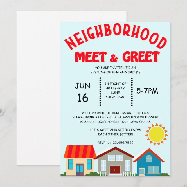 Voisinage Meet Greet Invitation (Devant / Derrière)