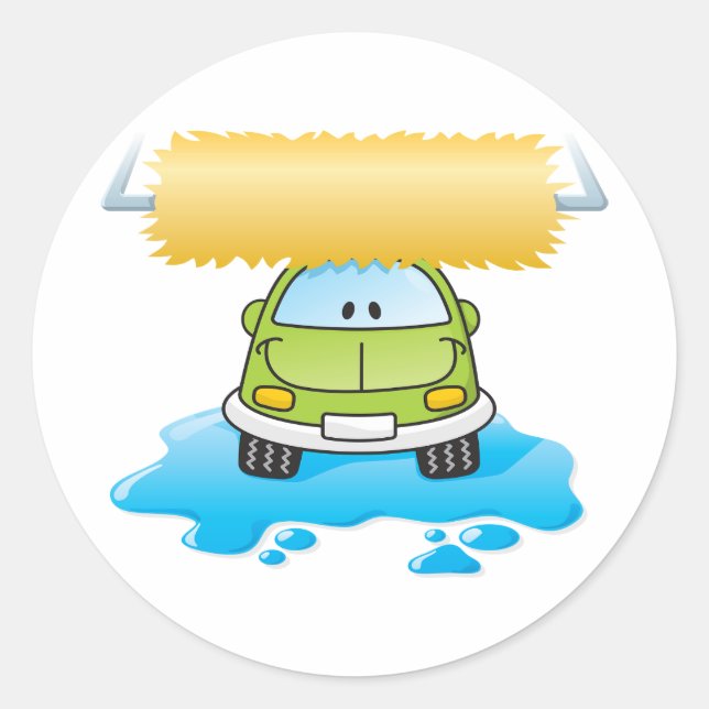 Voiture Amusante Dans Un Lave-Linge Stickers (Devant)